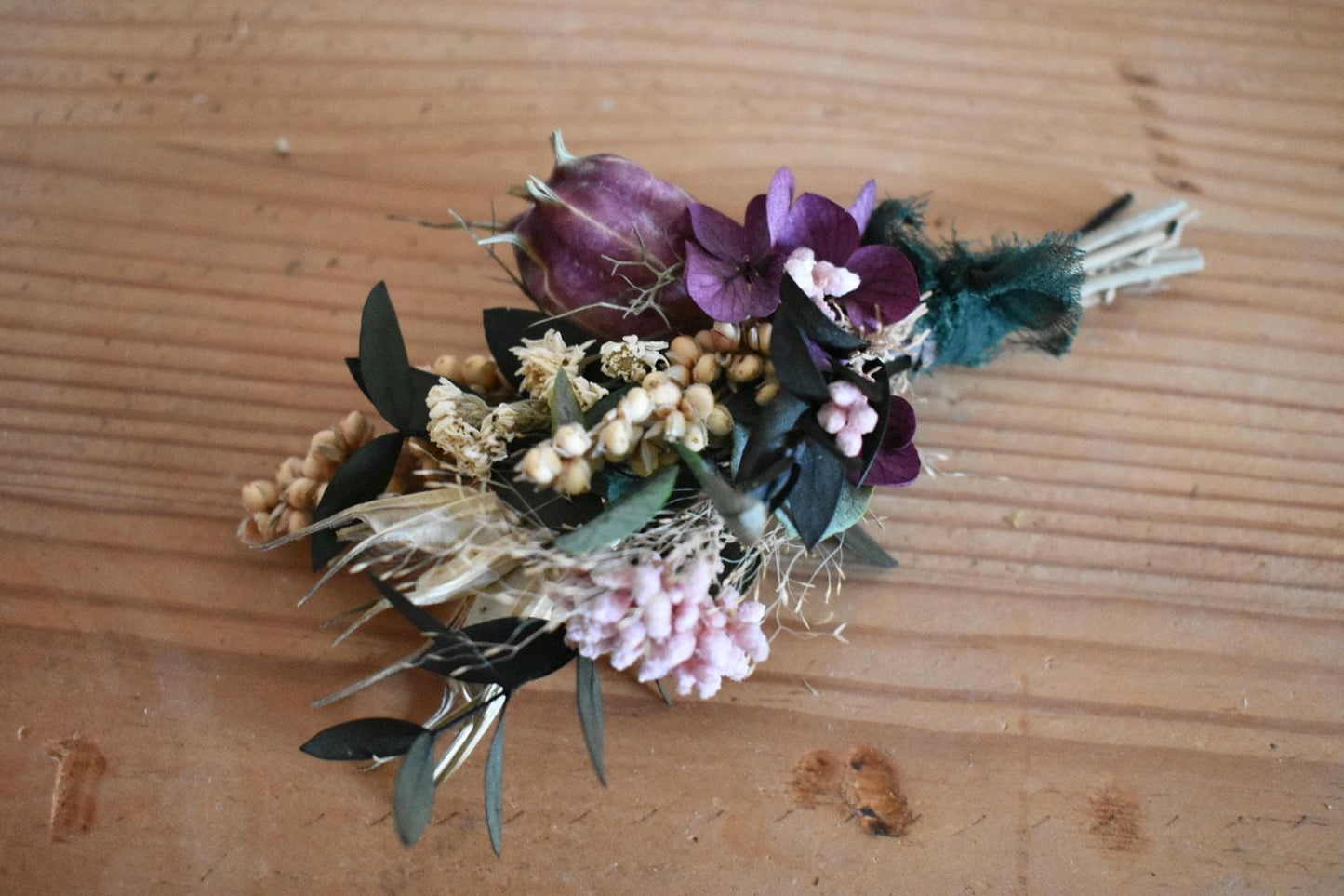 Deep purple boutonniere