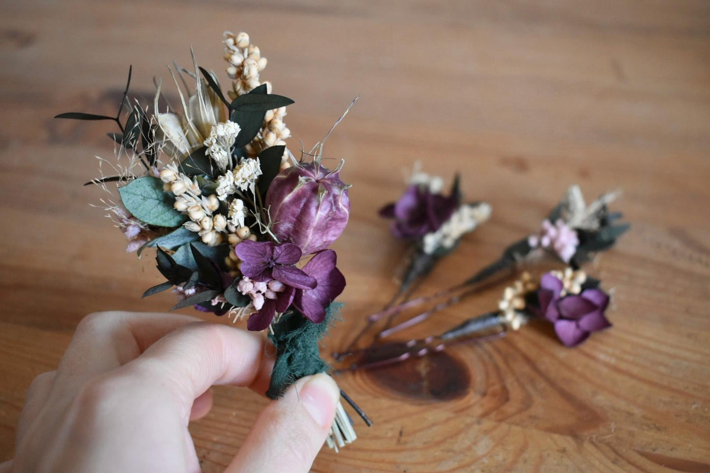 Deep purple boutonniere