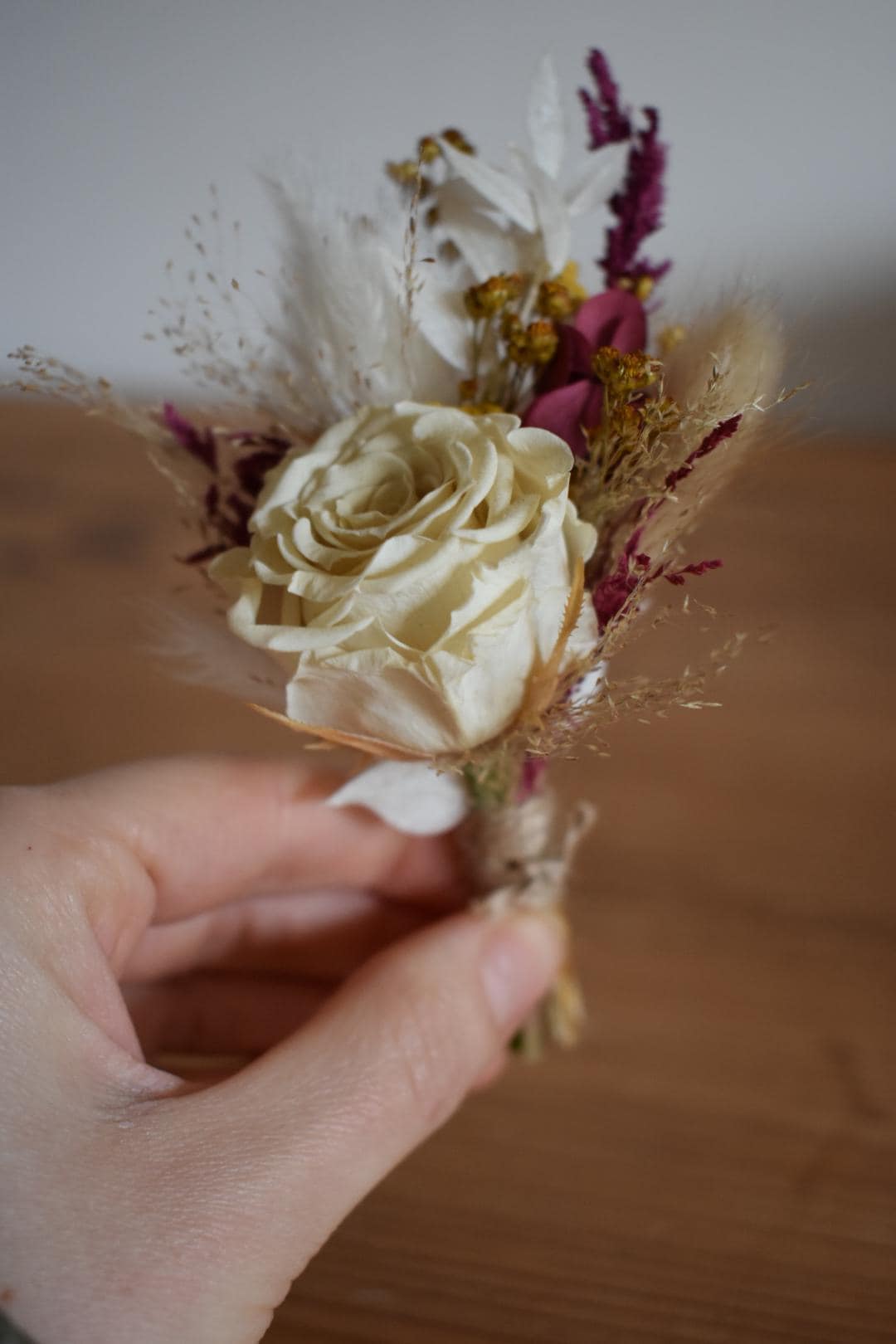 Deep and yellow boutonniere