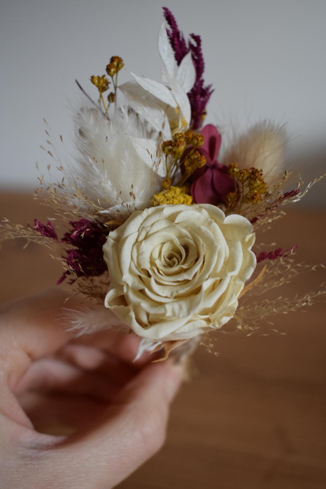 Deep and yellow boutonniere