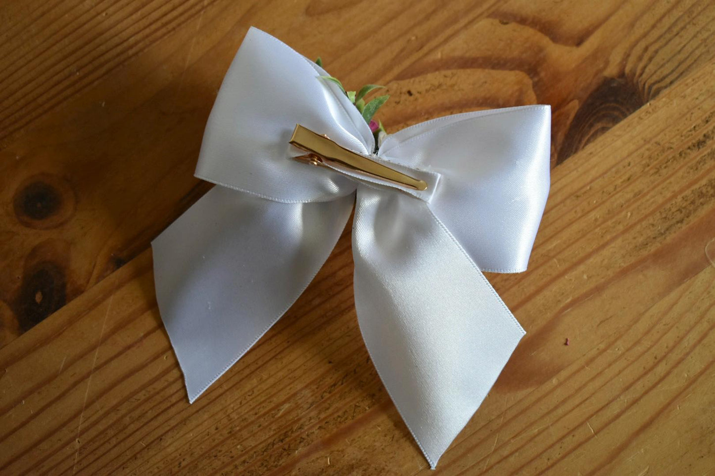 Pink floral bow hair clip