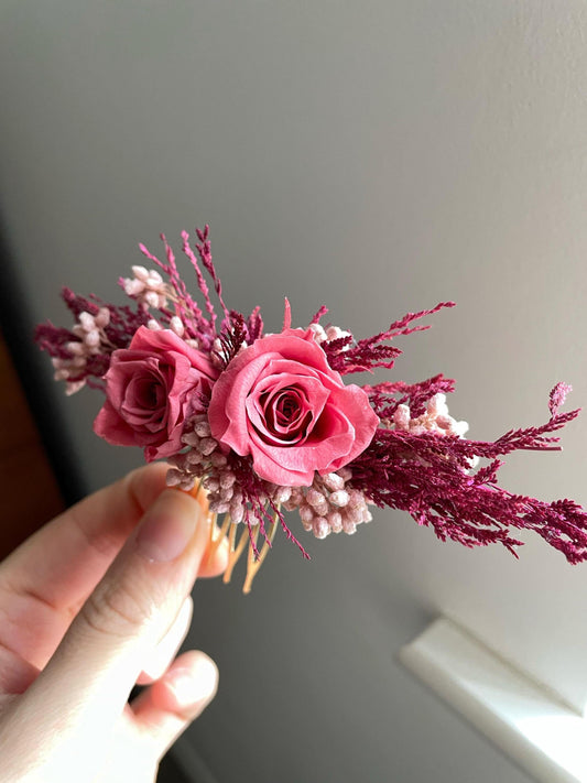 Pink flower comb