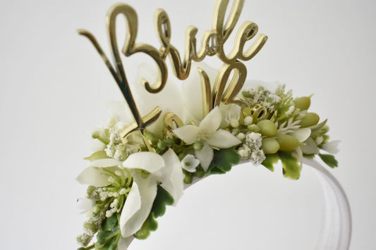 Bride to be headband in white