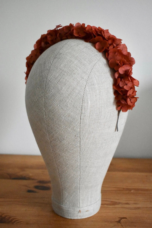 Hydrangea headband in red