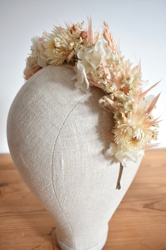 Peach dried flower headband