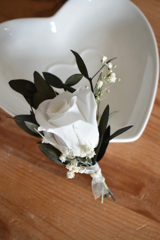 White rose boutonniere