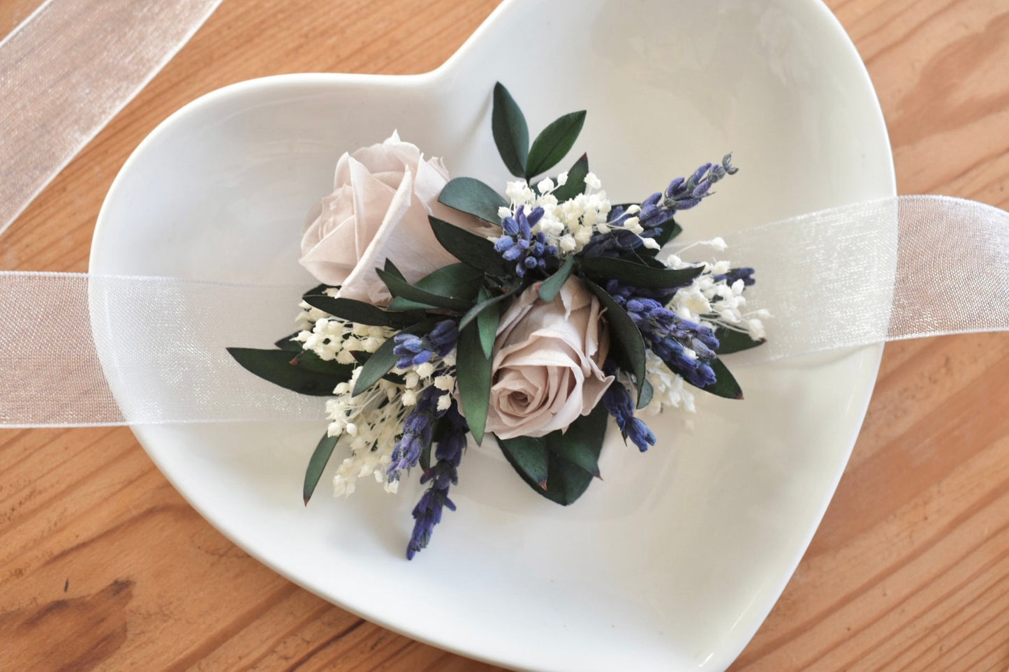 Lavender and rose wrist corsage