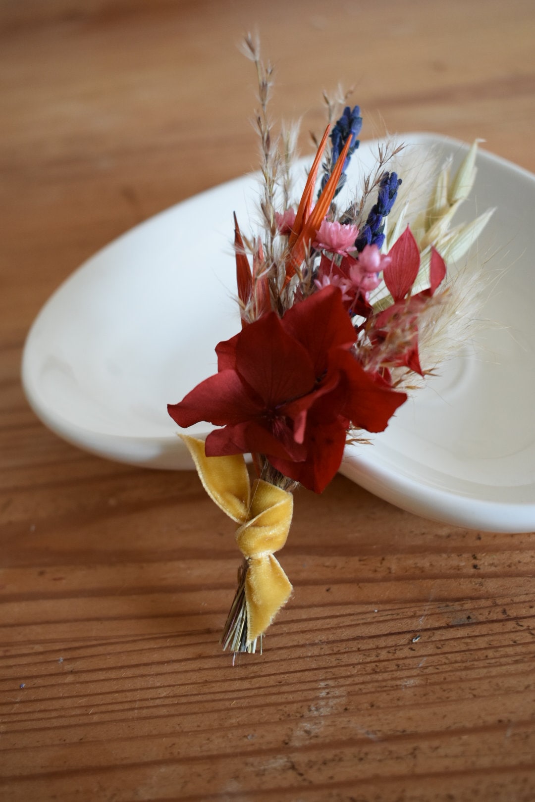 Colourful dried flower boutonniere