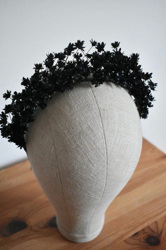 Black dried flower headband