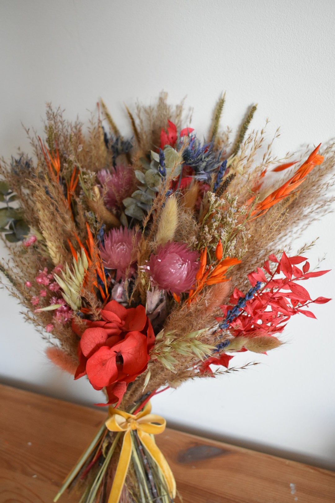 Colourful dried flower bouquet