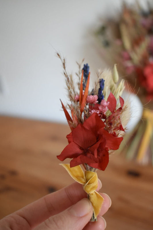 Colourful dried flower boutonniere