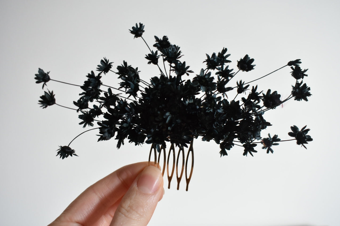 Black dried flower comb